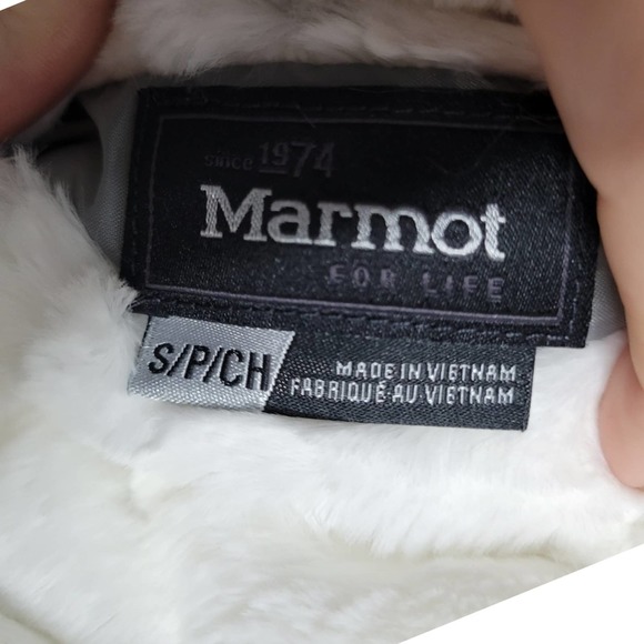 Marmot Reversible Zoey Vest Jacket White Hooded Full Zip Silken And Fleece SZ S - Picture 6 of 9